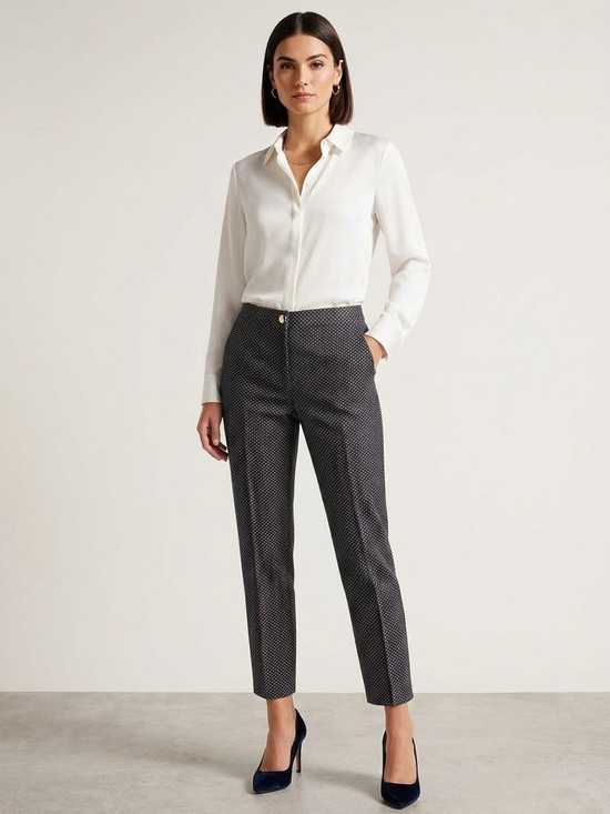 Ted Baker Pants - Ted Baker London Geometric Jacquard Ankle Pants Trousers Black Gold Size 2 US 6